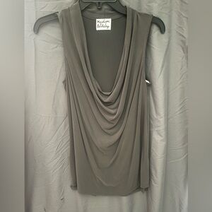 Madison & Berkeley Grey Sleeveless Drape Top